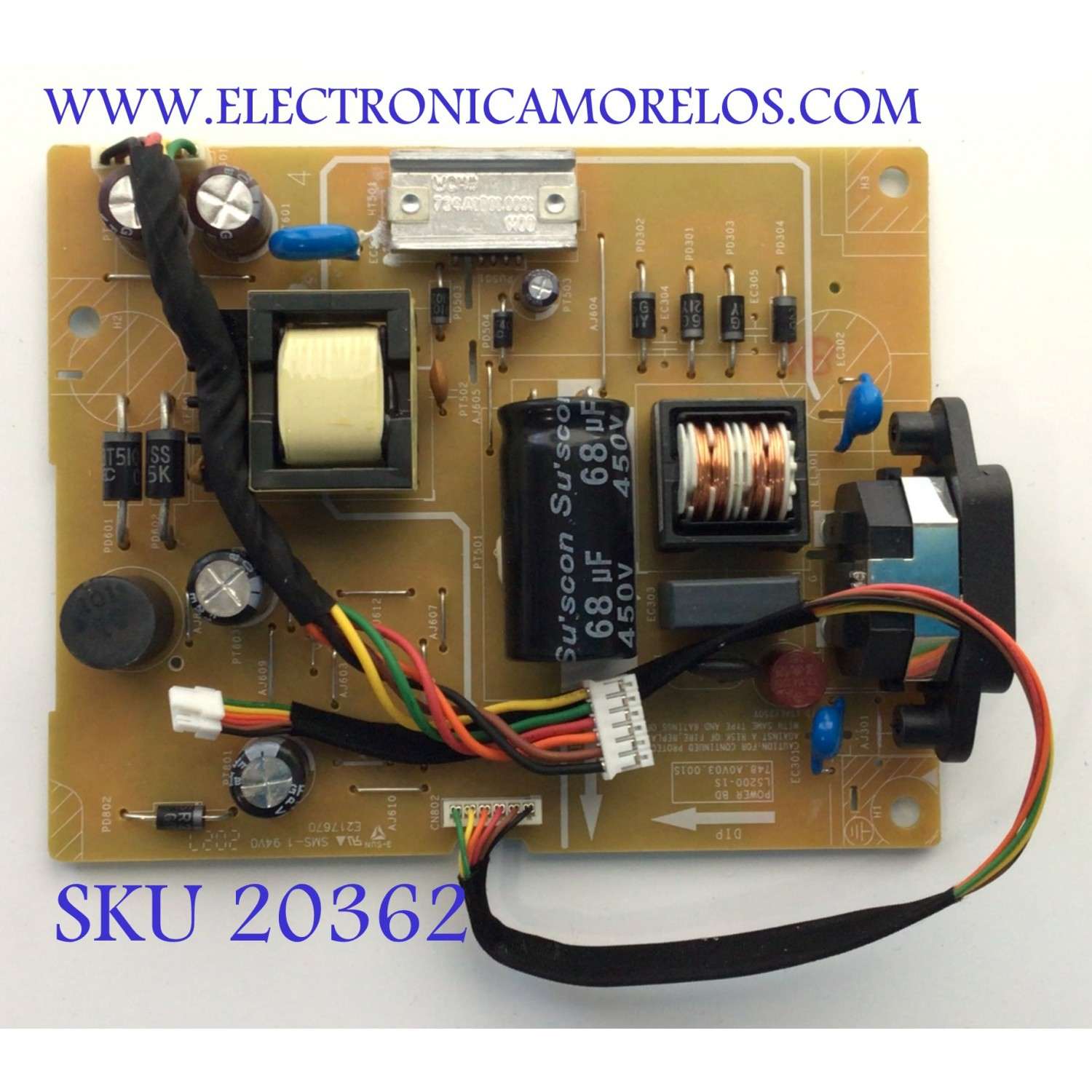 FUENTE PARA MONITOR LENOVO / NUMERO DE PARTE 748.A0V03.001S / L5200-15 / MODELO C19245FY0